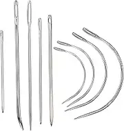 9 Pcs Heavy Duty Hand Sewing Needles Kit,Leather Sewing Needles with 5 Leather Hand Sewing Needle and 4 Curved Needle for Home Upholstery,Leather Needles for Hand Sewing,Carpet Canvas Repair…
