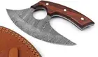 Handmade Damascus Steel Pizza Axe Knife - Fixed Blade knife for Chopping Boning