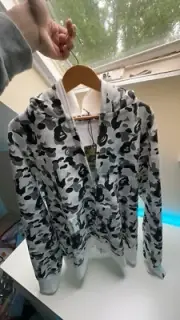 Bape Double Shark Full Zip Hoodie Gray Size XL