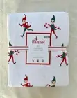 Pottery barn Kids Flannel Elf Organic Twin Sheet Set red green Christmas Santa