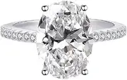 [XUSIOAKKM] Classic Promise Ring 925 Sterling Silver Oval Cut 3ct AAA CZ Zircon Engagement Rings for Women Cubic Zirconia Promise Halo Solitaire Engagement Ring Size 6-10