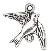 10 Antiqued Silver Finished Pewter 21x16mm Double Sided Dove Bird Connectors