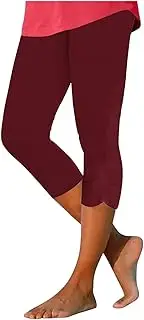 [Generic] Womens Capris for Summer Dressy Cropped High Waist Yoga Pants Comfy Stretchy Leggings Workout Compression Pants, Wine-a, 3X-Large