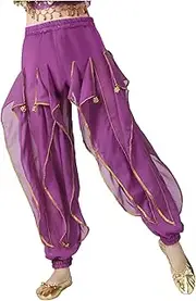[Aislor] Kids Girls Belly Dance Ruffles Pants Elastic Waist Harem Pants Tribal Arabic Halloween Party Fancy Dress