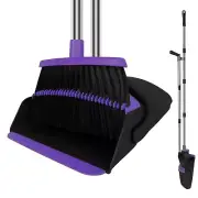 Broom and Dustpan Set Upright, 50-in Long Handle Self Cleaning for Home Kitch...