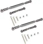 Binxind 2X Metal Adjustable Steering Linkage Servo Link Pull Rod Turnbuckle for MN D90 D99 MN-90-45 1/12 RC Car Crawler,Grey