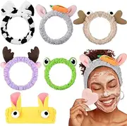 Jutom 6 Pcs Animal Headbands Bulk Cute Ear Skincare Headband for Women Lovely Hair Band for Washing Makeup Face Gift Elastic Cosmetic Head Wrap, 6 Styles