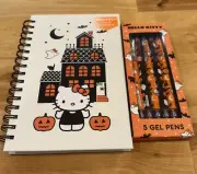 New Hello Kitty Halloween Spiral Notebook, Desk Notepad, 5 Gel Pen Bundle