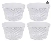 Small Metal Oval and Round Wire Baskets without Handles, White