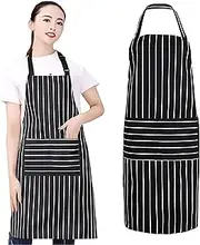 EZONEDEAL Bib Apron, Unisex Aprons Adjustable Waterdrop Resistant With 2 Front Pockets, Cooking Kitchen Apron For Chef, BBQ Drawing Apron Bulk, Chef Aprons For Cooking