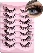 7 Pairs Fox Eye Lashes Clear Band Natural Look Fluffy Faux Mink Eyelashes 8D Mink Lashes False Eyelashes 22mm Fox Lashes Pack