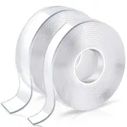 2 Pack Double Sided Clear Mounting Tape for Carpet Photo Wall Posters Kitchen