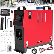 PRIJESSE 8KW Diesel Parking Heater Kit,12V Diesel Air Heater With LCD Display For RV Trucks, Boats, Buses, Car Trailers, RV Fast Heating (Red, All-in-one)