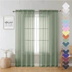 Sheer Window Curtains 72 Inch Length 2 PCS, Rod Pocket Voile Drapes for