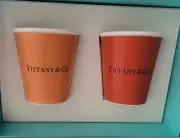 Tiffany & Co Coffee Cups Set Of 2- Orange