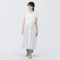 在飛比找博客來優惠-【MUJI 無印良品】女強撚法式袖洋裝 S 白色