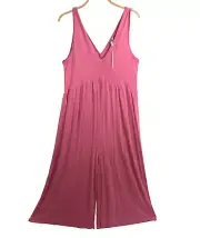 ASOS Cropped Jumpsuit Size 10 Coral Sleeveless V Neck Wide Leg Jersey Knit NEW