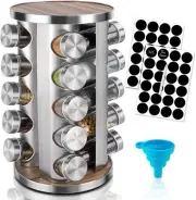 Rotating Spice Rack Organizer with Jars(20Pcs), Seasoning Organizer Cabinet