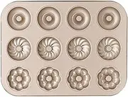 Doughnut Pan - Nonstick Metal Doughnut Bakeware for Kitchen | Heat Resistant Cake Muffin Maker for Oven, Airfryer, Bakery