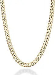 [Miabella] Solid 18K Gold Over Sterling Silver Italian 5mm Diamond-Cut Cuban Link Curb Chain Necklace, 16"-18"-22"-24"-26"-30"