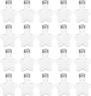 LUOZZY 20pcs Star-Shaped Clear Fillable Plastic Ornament Balls 50ml with Silver Lid Hanging Loop for Christmas Tree DIY Candy Storage and Wishing Bottles
