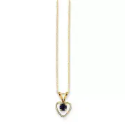 14K Yellow Gold 3mm Sapphire Birthstone Heart Necklace 15" Madi K Childs Jewelry