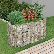 Raised Garden Bed, Elevated Planter Box Plant Container Gabion Galvanised Iron 120x50x50 cm