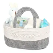 Diaper Caddy Organizer for Baby Boy- Cotton Rope for Changing Large A-Grey