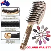 New Large Professional Paddle Hairbrush Tangle Free Soft Boar Bristle Comb Brush