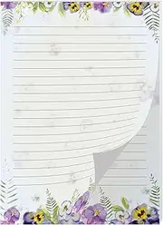 Writing Paper Motif Nature Violet Flowers Pastel Letter Pad for Girls Children and Adults Gift (A4 Pad with 25 Sheets)