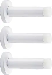 3Pcs 3.5 Inch Door Stop,Stainless Steel Door Stopper with Rubber Tips Bumper,Wall Mounted Door Protection White