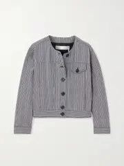 [SEE BY CHLOÉ] SEE BY CHLOÉ - Cropped Striped Cotton Jacket - Gray - FR 36 FR 36 Gray