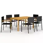 7 Piece Garden Dining Set Black