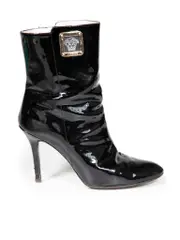 Black Patent Leather Medusa Logo Boots