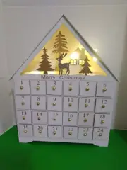 Christmas Wooden Calender LED Reindeer/Tree Holiday Countdown Chest