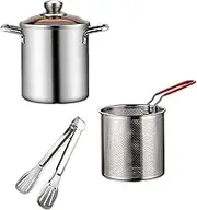 Small Deep Fryer Pot, Mini Deep Oil Fryer Soup Pot,Japanese Frying Pot Mini Deep Fryer for Chips, Drumsticks Dried Meat, with Clip