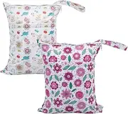ALVABABY 2pcs Baby Cloth Nappies Wet Dry Bags Waterproof Reusable with Two Zippered Pockets Travel Beach PoolGym Bag for Swimsuits LX-H341355-UK