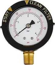 Pool Filter Pressure Gauge, 0-60PSI Spare Waterproof Easy to Install 1/4" NPT Pool Pump Pressure Gauge for Hot Tub,Aquariums