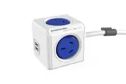 Blue PowerCube 4 Socket Mountable Power Board w 3m Cord 2 USB Charger 250v 2400w