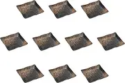 Set of 10, Fukibizen 7.0 Square Plate [7.1 x 6.9 x 1.4 inches (18 x 17.5 x 3.5 cm) | Square Plate (Small) Setomonohonpo