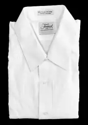 New Men's White Formal Tuxedo Shirt Pintuck Pleats Mason Wedding Groom L 36/37