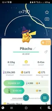 Pikachu ( Witch Hat ) ( Caught In 2018 ) Pokemon Trade Go