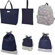 COLORFUL CANDY STYLE Laura Ashley NU304200 School Entrance School Entrance 6-Piece Set, Lesson Bag, Quilting (Gusset), Shoe Case, Drawstring Bag, Gymnastics Clothing Bag, Lunch Bag, Cup Bag, Small