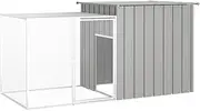 Chicken Cage Grey 200x91x100 cm Galvanised Steel Outdoor Coop Hen House