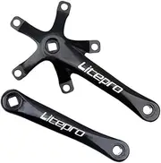 Litepro Folding Bike Crankset Ultra-Light Square Crank 170MM CNC Aluminum Alloy BMX Bicycle 130BCD Chainwheel Parts Accessory(Black)