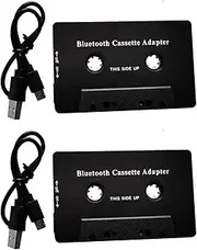 Mellisso 2X Universal Cassette Bluetooth 5.0 Audio Car Tape Aux Stereo Adapter with Mic for Phone MP3 AUX Cable CD Player