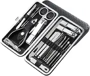 Manicure Set 19 Piece for Adult Nail Clippers Stainless Steel Manicure Kit Facial Cuticle and Nail Care Portable Travel (Color : Black)