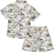 [Caihoyu] Toddler Baby Boy Short Sleeve Button Down Tops + Shorts Set Toddler Boy Outfit Summer Clothing