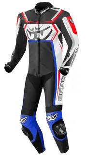 Berik Race-Tech One Piece Motorcycle Leather Suit, black-red-blue, Size 48 for Men Black Red Blue