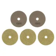 5pcs 4" Grits 1500 Premium Diamond Polishing Pads Wet/Dry for Stone Concrete
